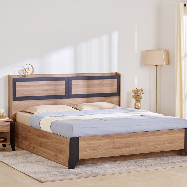 King Bed with Box Storage - Brown