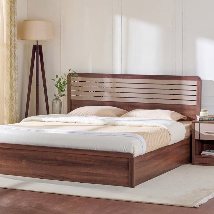 King Bed with Box Storage - Brown